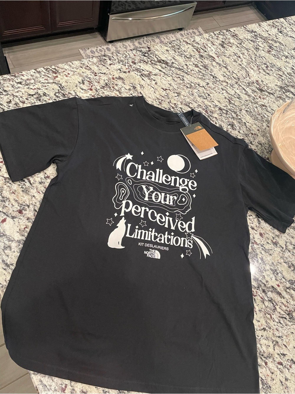 The North Face Black Short-Sleeve Tee with White Motivational Graphic